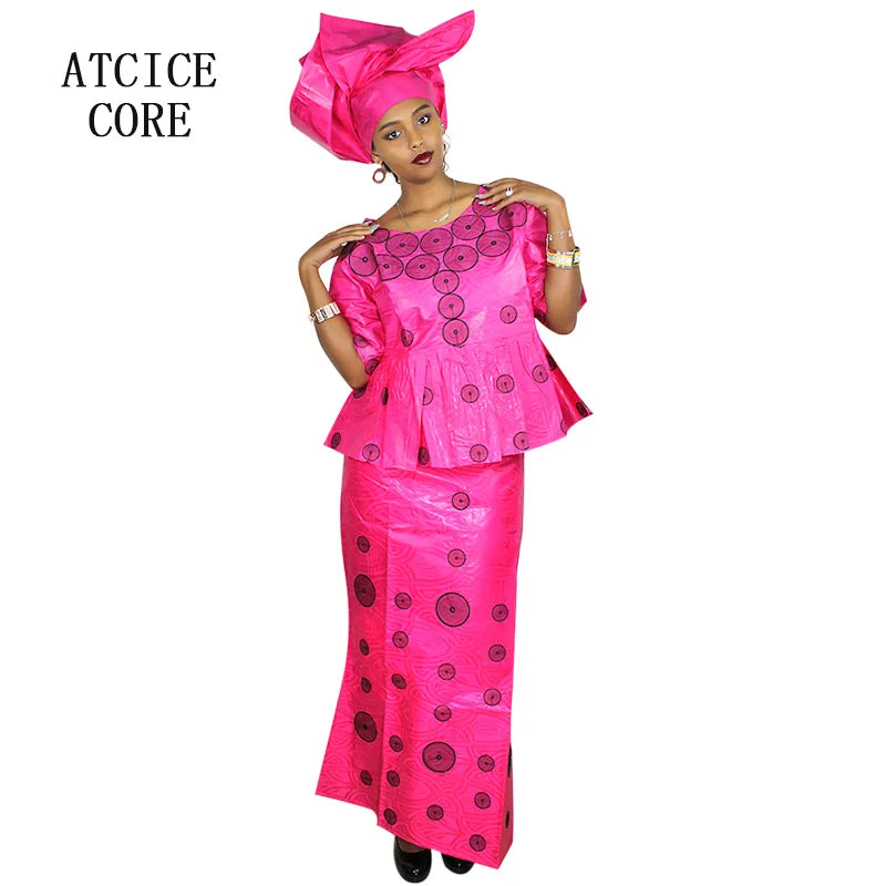African Attire For Women Bazin Riche Embroidery Plus Size Elegant Party Church Dress