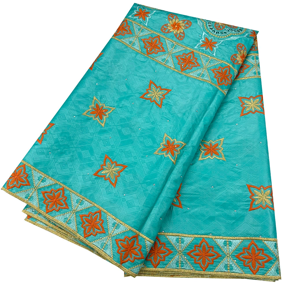 African Bazin Riche Fabric for Dress, African Lace Fabric, Nigerian Embroidery, 100% Cotton, 2.5Yards, F05, Latest