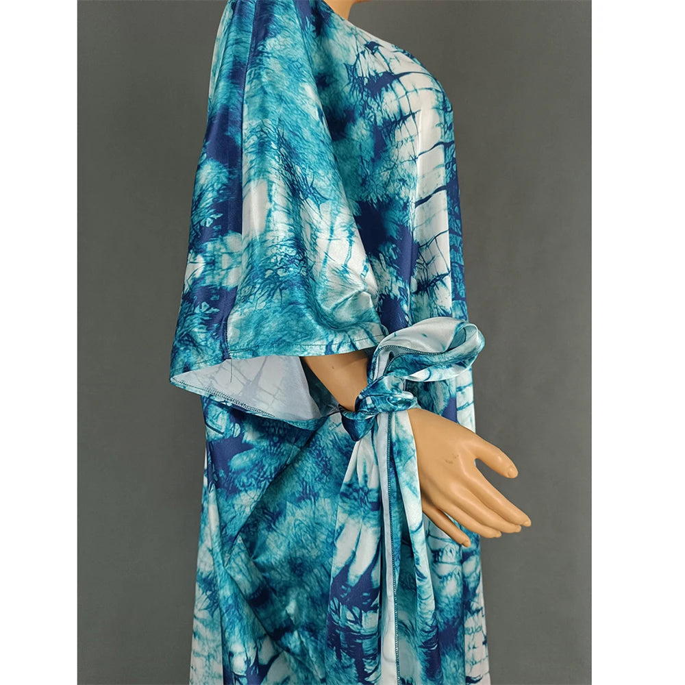 African Dresses for Women Hijab Kaftan Print Loose Boubou Robe Africa Clothes Ankara Dashiki Dubai Abaya Scarf Gown Caftan Dress