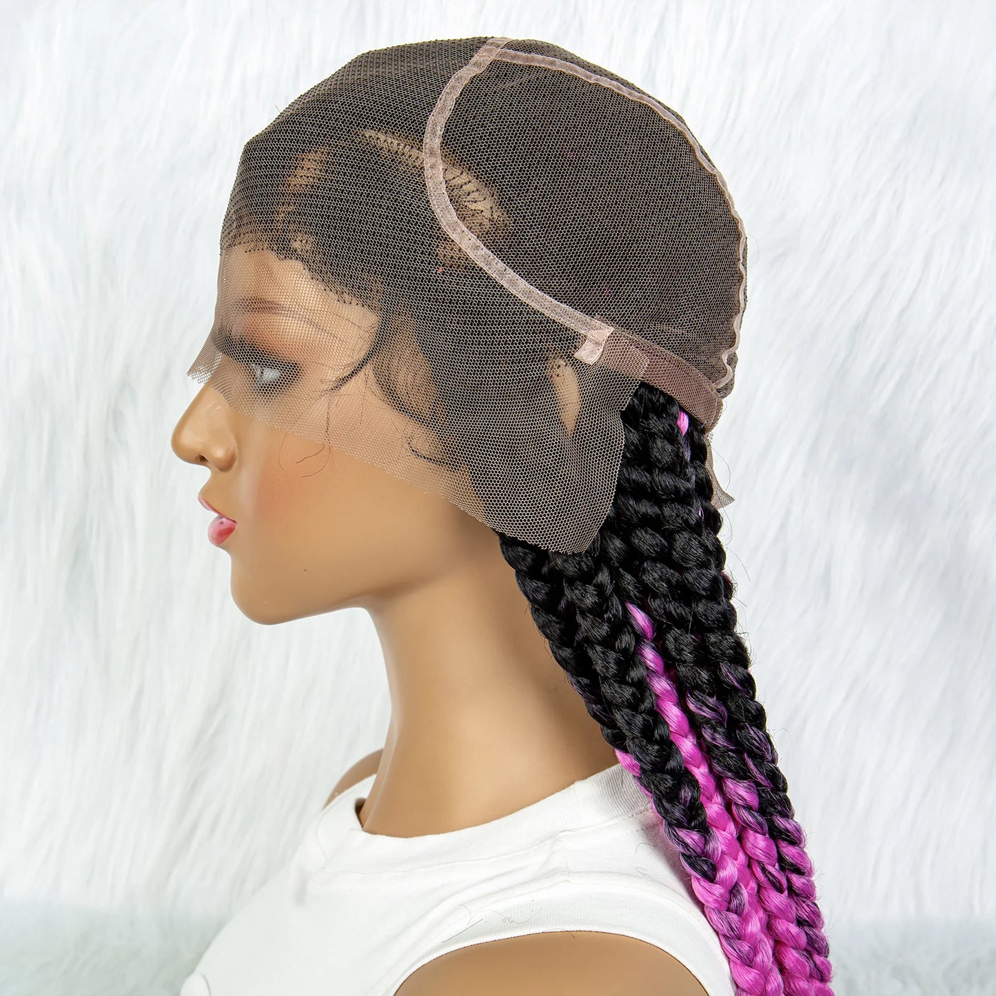 HD Full Lace Braided Wigs for Black Women Box Braids Synthetic Lace Front Wig Big Square Knotless Box Braids With Baby Hair