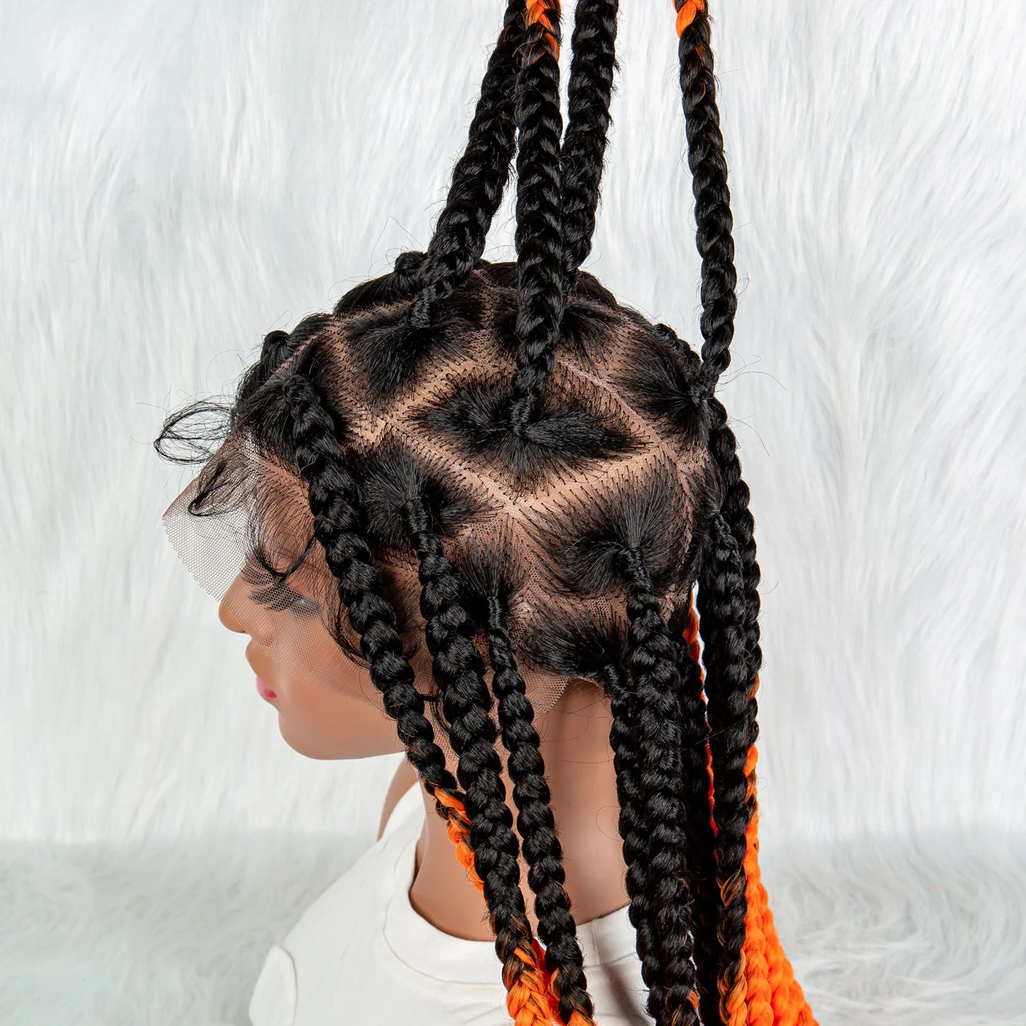 HD Full Lace Braided Wigs for Black Women Box Braids Synthetic Lace Front Wig Big Square Knotless Box Braids With Baby Hair