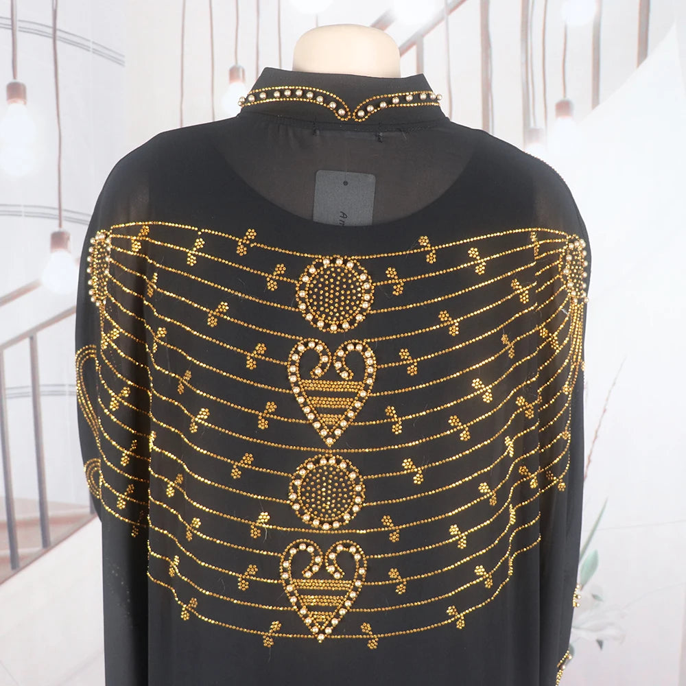 Elegant and beautiful BUBU two-piece dress african women dresses chiffon african dress rhinestone robe soirée femme luxe