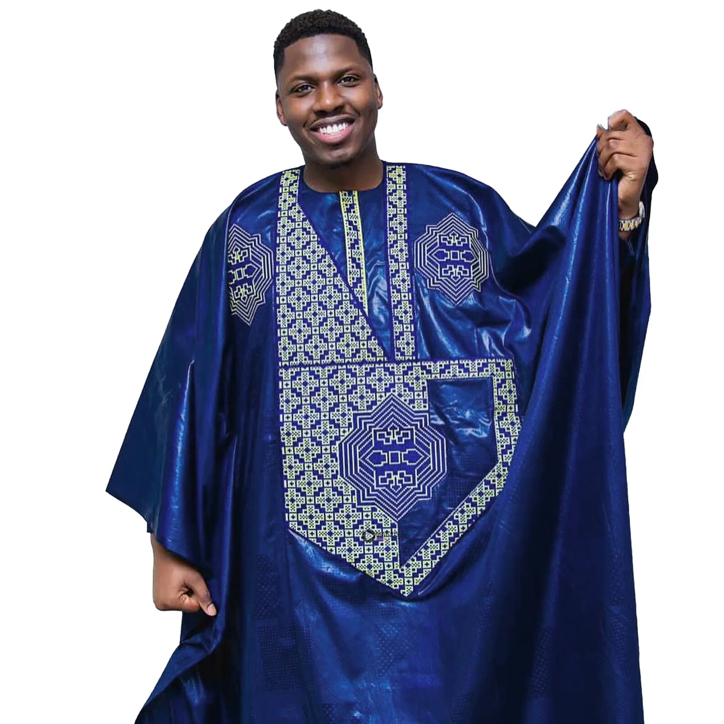 African Clothing For Men Traditional Bazin Riche Embroidery Design Top Long Sleeve 3 Piece Set
