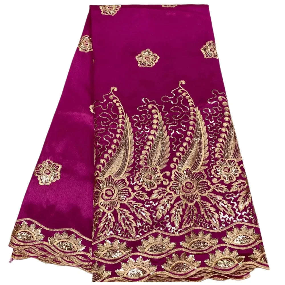 Pretty George Lace Fabric With Blouse 5+2 Yards Sets For Wedding Dress Nigerian Embroidery Guipure George Lace Fabric E23-24