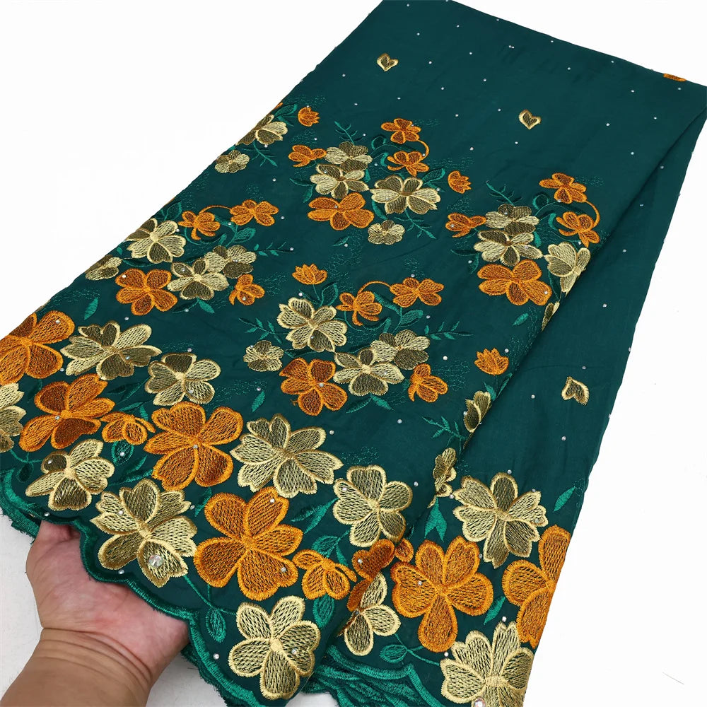 Latest 2025 High Quality African Nigerian Tulle Lace Fabric Cotton Damask Guipure Formal Prom Party Gown Dress 5Yards