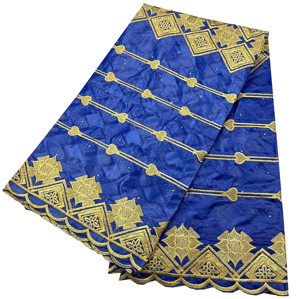 African Bazin Riche Fabric for Dress, African Lace Fabric, Nigerian Embroidery, 100% Cotton, 2.5Yards, F05, Latest