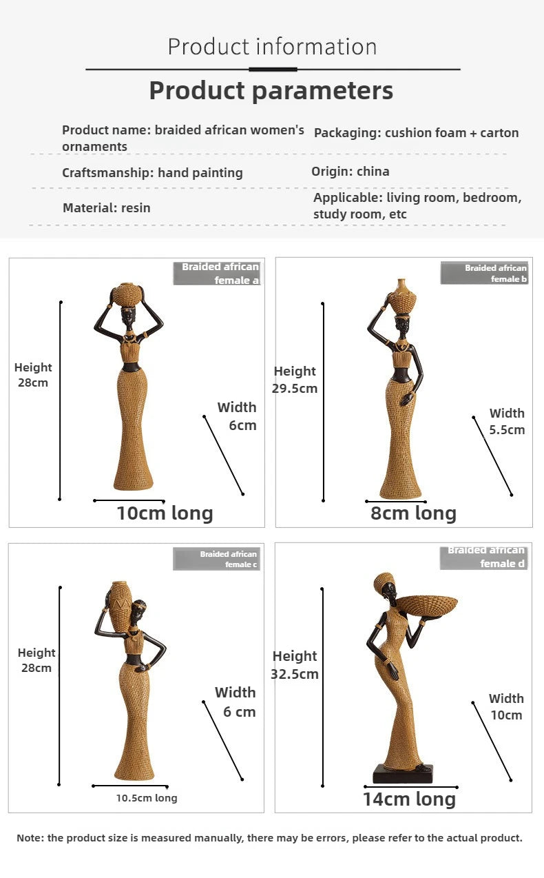 African Girl Home Ethnic Style Craft Resin Ornament Creative Gift Living Room Study Office Desk Character Decoration home decor