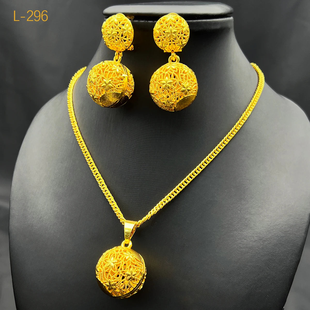 Dubai Ball 24k Gold Plated Jewelry Sets for Women Indian Bridal Costume Necklace Earrings Sets Nigerian Wedding Party Gifts