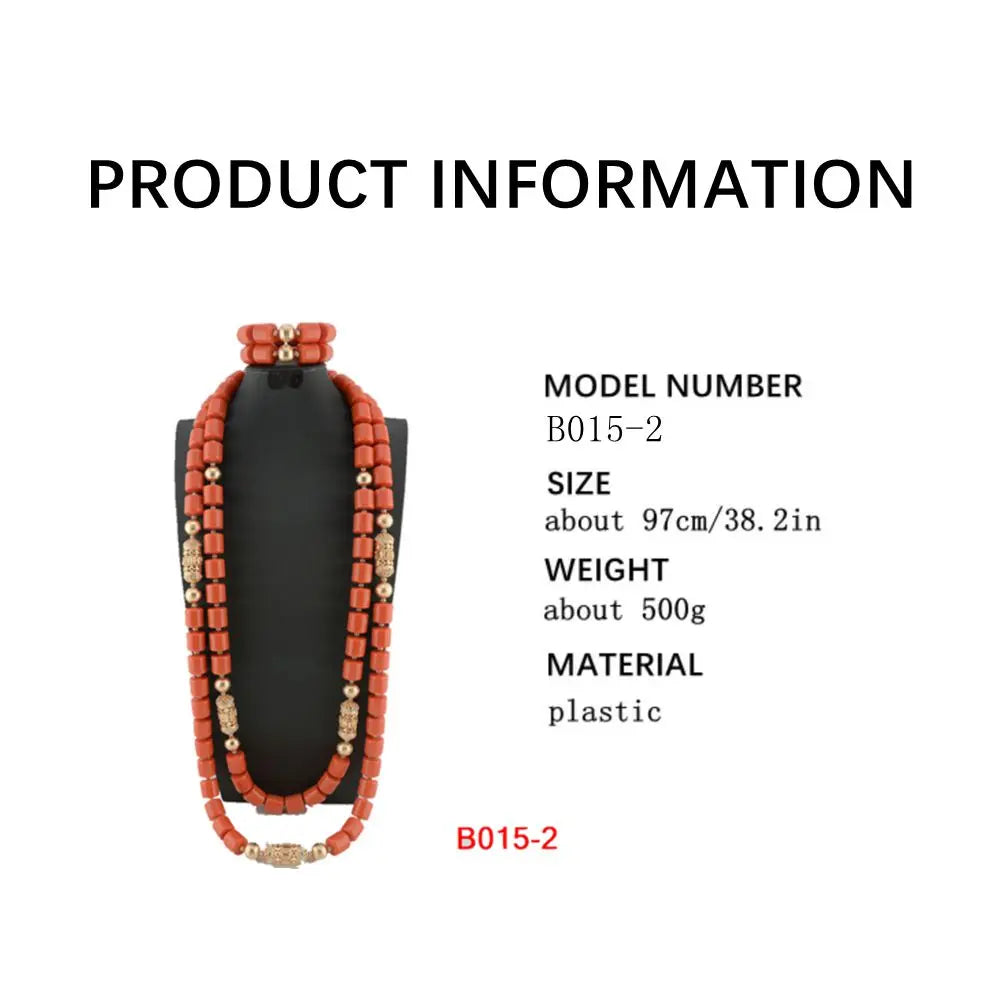 African Beads Wedding Necklace Set Artificial Coral Beads Jewelry Set Wholesale Nigeria Bride Wedding