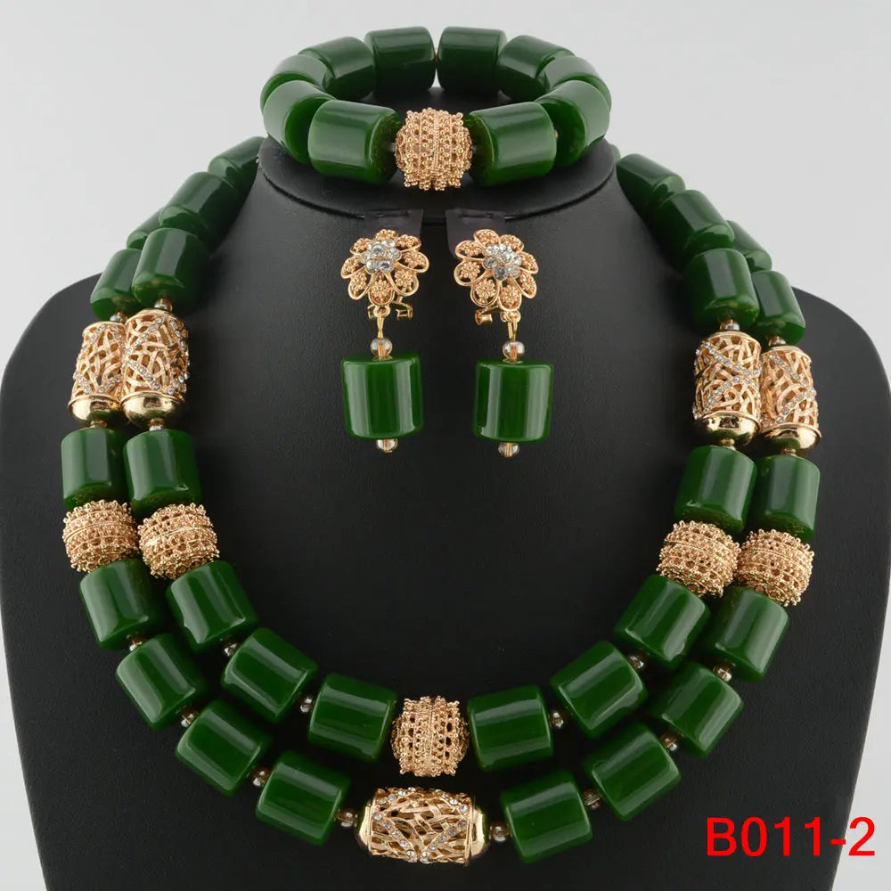 African Beads Wedding Necklace Set Artificial Coral Beads Jewelry Set Wholesale Nigeria Bride Wedding