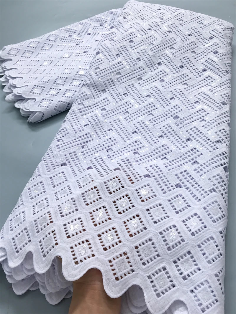 White Water Soluble Fabric Lace African Guipure Cord Lace Fabric High Quality Elegant For Women Wedding Party Dress,2.5yards4025