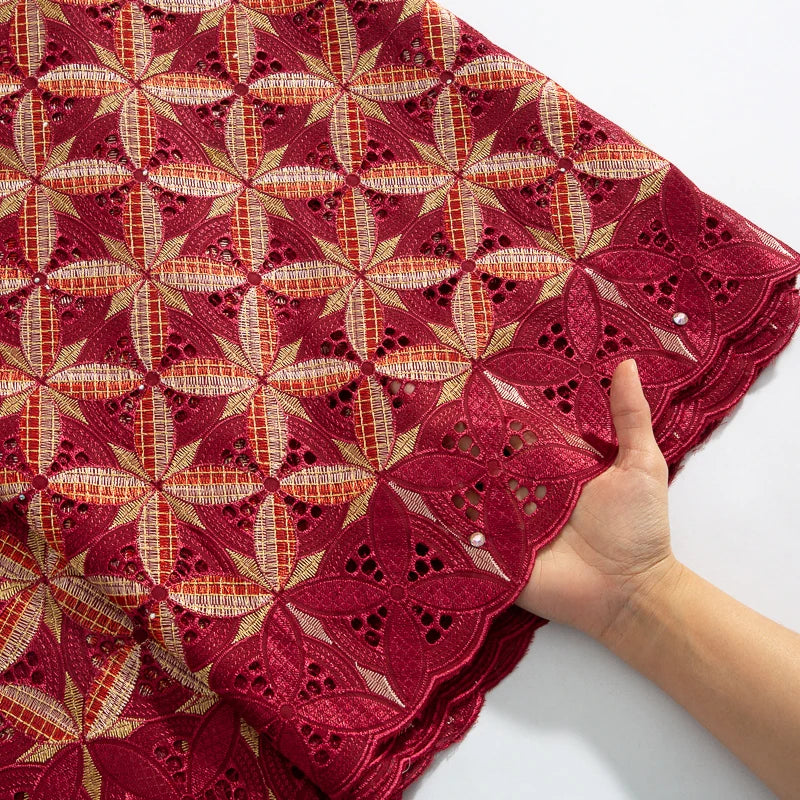 Kalume African Cotton Lace Fabric With Stones 2025 High Quality Embroidery Swiss Voile Lace In Switzerland For Dresses F4149