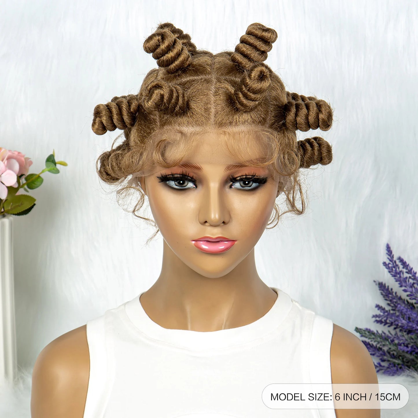 Knotless Braids Wig Synthetic Box Braided Hair Twist Braided Buns Wig Full Lace African Braiding Hair For Black Women