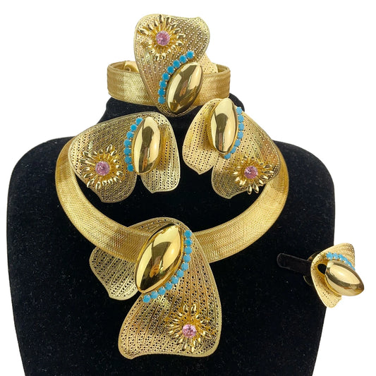 New Fashion High Quality Unique Style Brazilian Handmade Flower Jewelry Sets for Women FHK20760