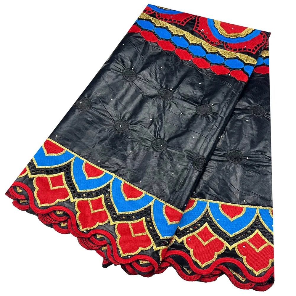 African Bazin Riche Fabric for Dress, African Lace Fabric, Nigerian Embroidery, 100% Cotton, 2.5Yards, F05, Latest
