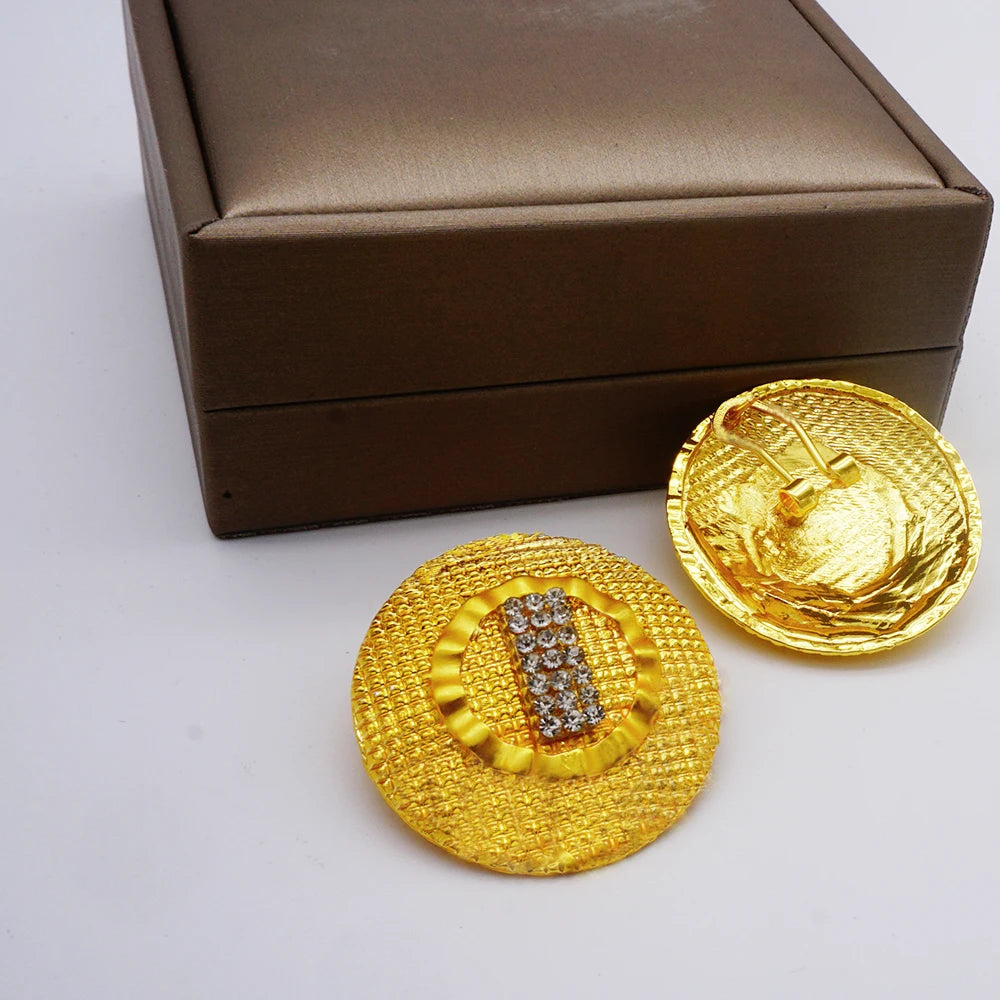 Trendy Nigerian Dubai Gold Color Jewelry Set For Women Tassel Long Chain Bridal Long Necklace Bracelet Earring Ring Wedding Sets