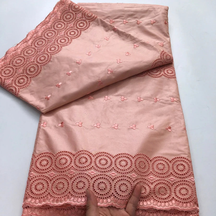 African Dry Cotton Lace Fabric 2025 High Quality 5 Yards Embroidered Men's Nigerian Lace Fabric Elegant Dress for Party A4041