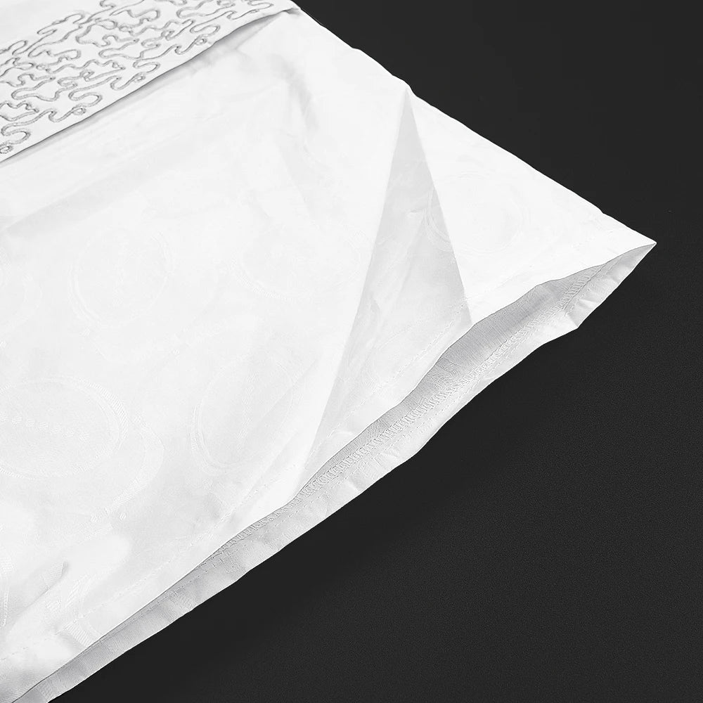 H&D New In African Summer Men's Long Sleeve Suit White Embroidery Dashiki Shirt Pants Sets 3 Pieces Outfits Wedding Party 2025