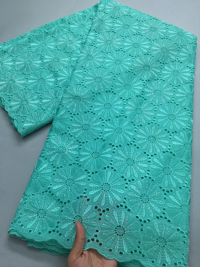 Nigerian Swiss Voile Cotton Fabric Lace African Lace Fabric with Stones Evening Party Dresses For Women High Quality2.5yards4200