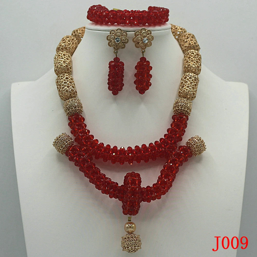 Fashion african coral beads necklace set nigerian wedding african beads jewelry Set