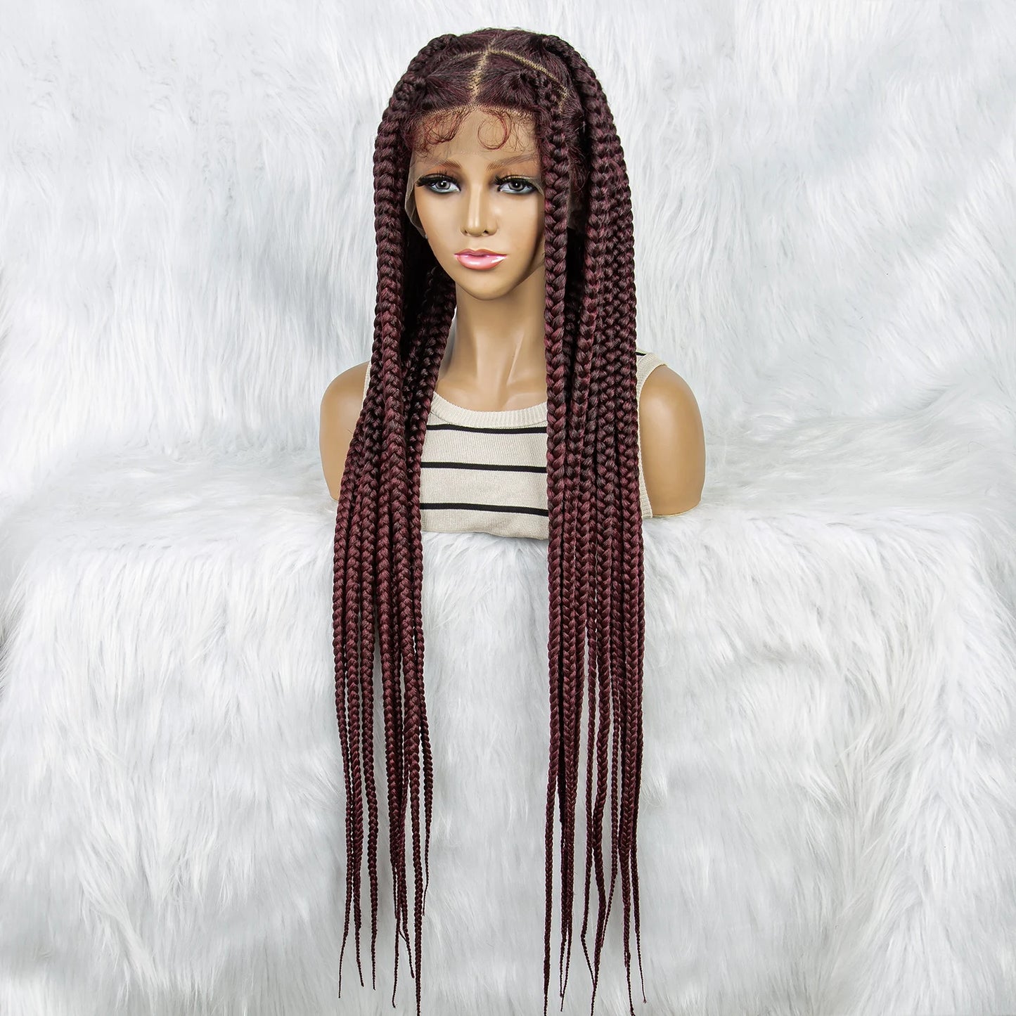 HD Full Lace Braided Wigs for Black Women Box Braids Synthetic Lace Front Wig Big Square Knotless Box Braids With Baby Hair
