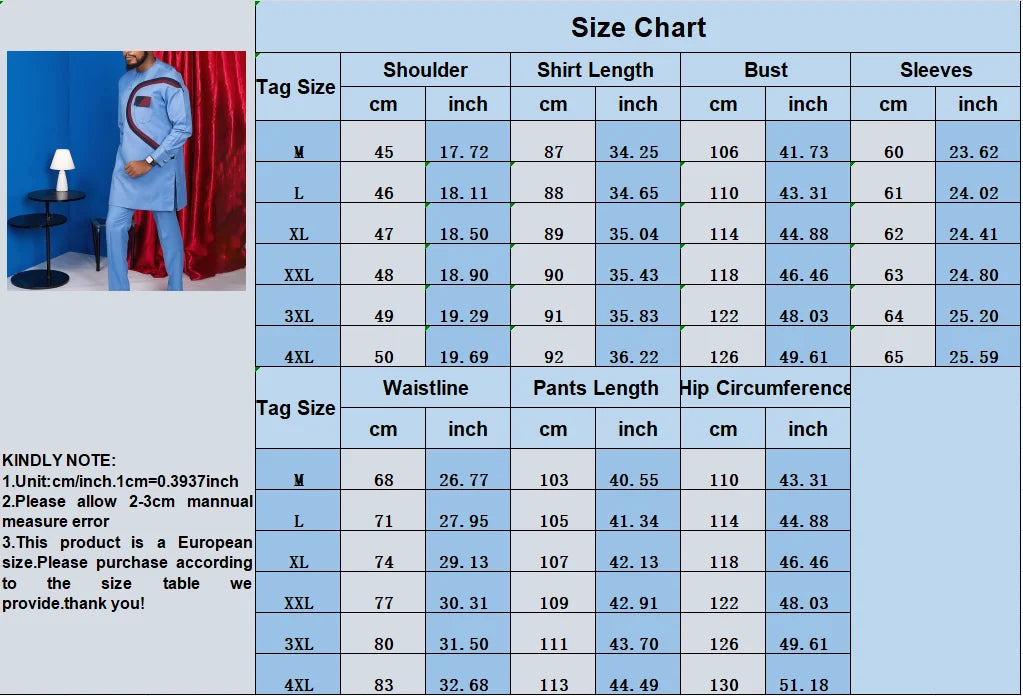 New Men's Tenos Wedding 2-Piece Suit Waist Pants Shirt Solid Color Panel Long Sleeve Party African Ethnic Style Clothing (M-4XL)