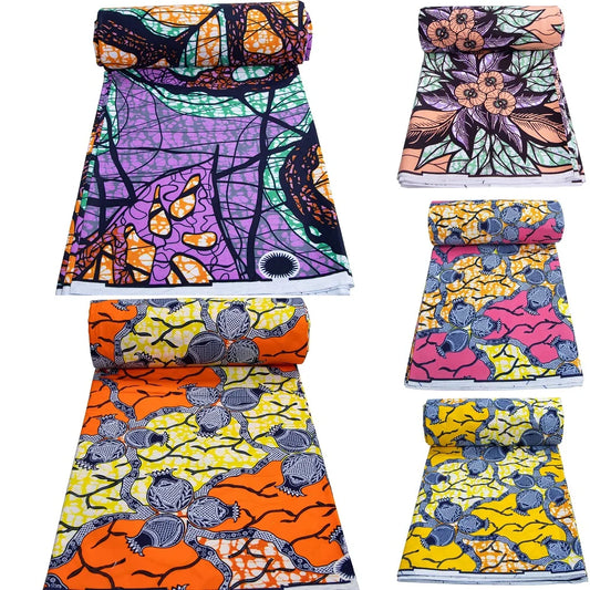 African Wax Fabric 100% Cotton Nigeria Ankara Wax Fabric Block Prints Batik Pagne Soft Sewing Fabric