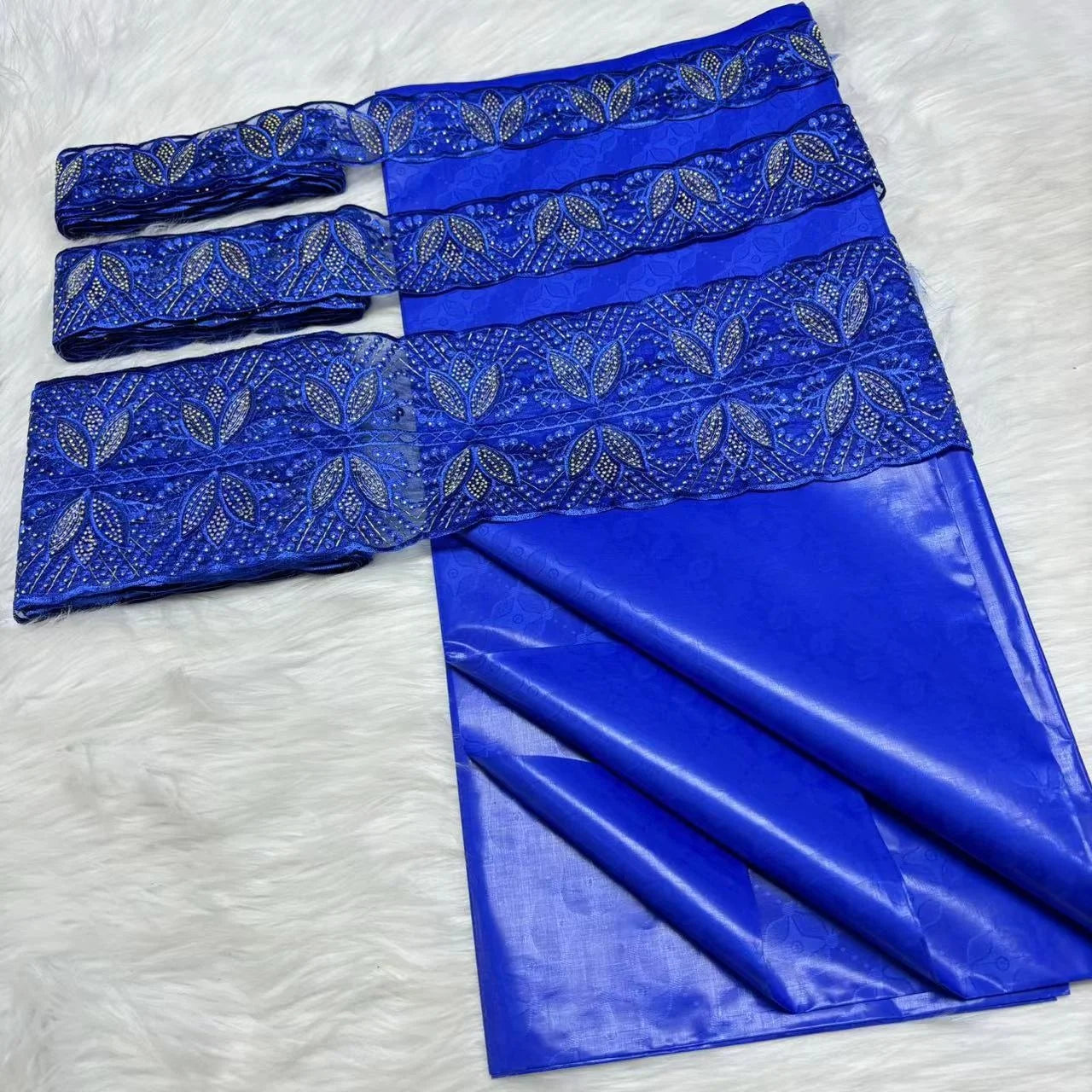 5 Yards/lot Perfume Bazin Riche Soft Brocade Fabric With 15 yards Lace Embroidered Trim Accessories Ribbon For Crafts Sewing