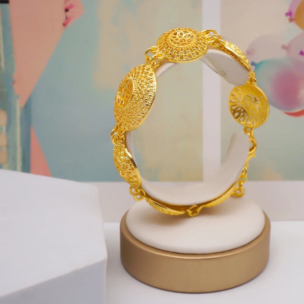 Trendy Nigerian Dubai Gold Color Jewelry Set For Women Tassel Long Chain Bridal Long Necklace Bracelet Earring Ring Wedding Sets