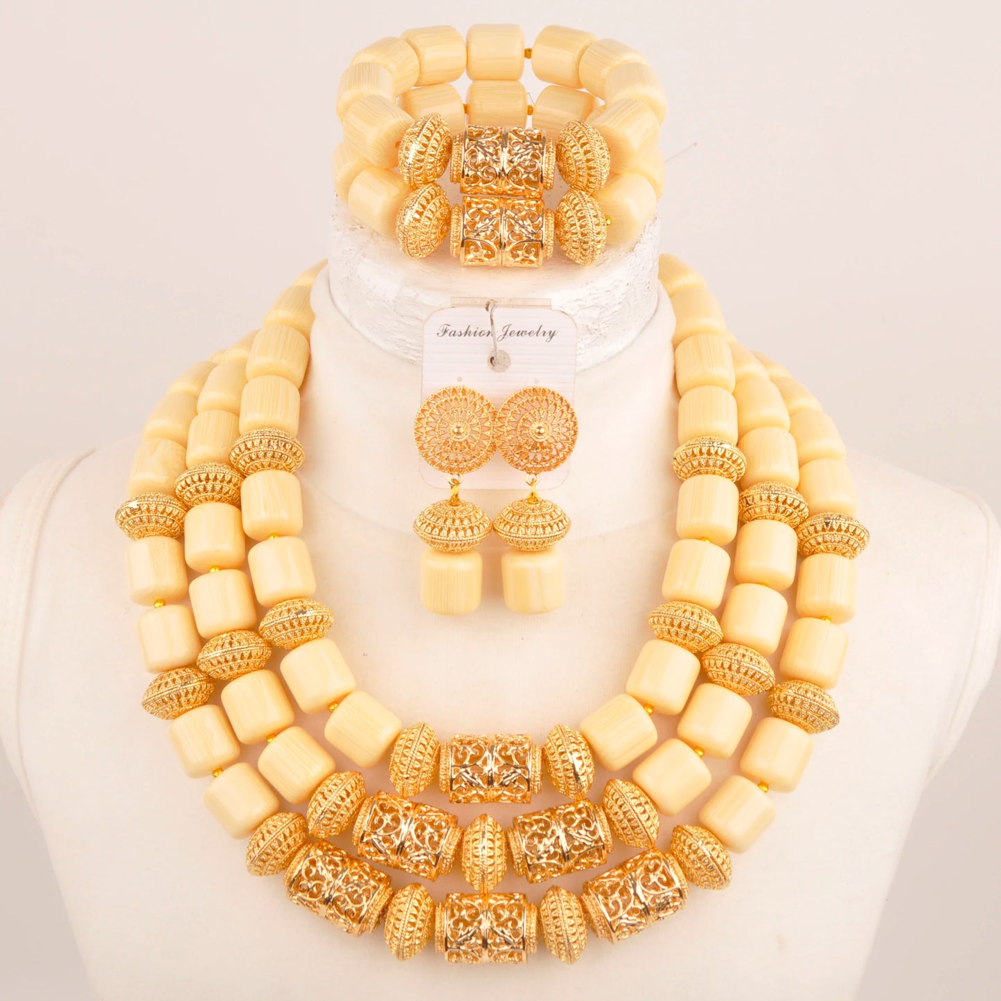 African Wedding Couple Set Orange Artificial Coral Beads Jewelry Set