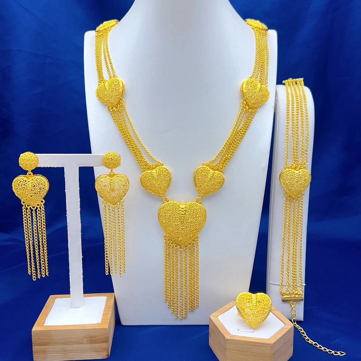 ANIID Dubai 24K Gold Color Long Jewelry Sets Wedding African Necklace Earrings For Women Nigerian Indian Bridal Set Party Gifts