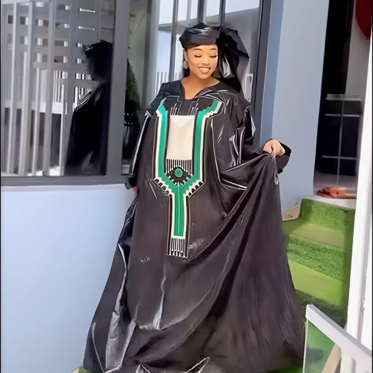 African Dresses For Women Tie Dyed Dashiki Embroidery Design Couple Fashion Elegant Dress With Scarf