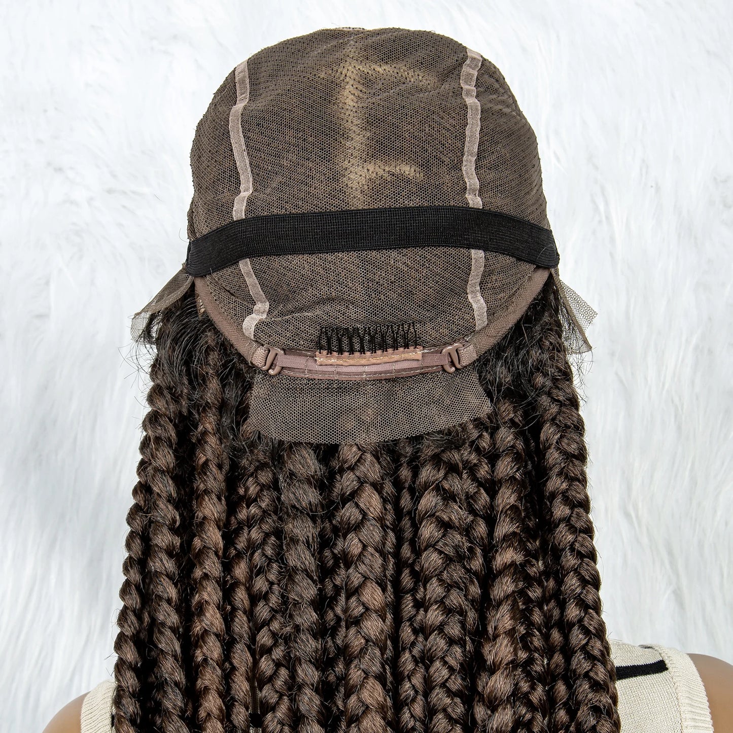 HD Full Lace Braided Wigs for Black Women Box Braids Synthetic Lace Front Wig Big Square Knotless Box Braids With Baby Hair