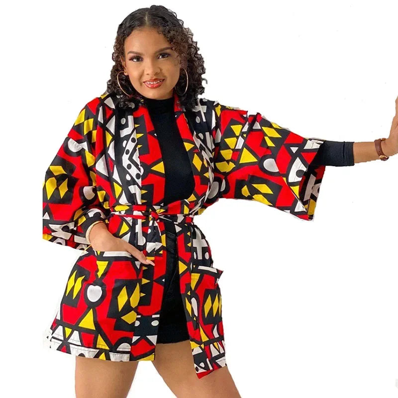 African Dresses For Women Fashion Kimono Cardigan Coat Traditional Floral Print Rich Bazin Vestidos Dashiki Party African Skirts