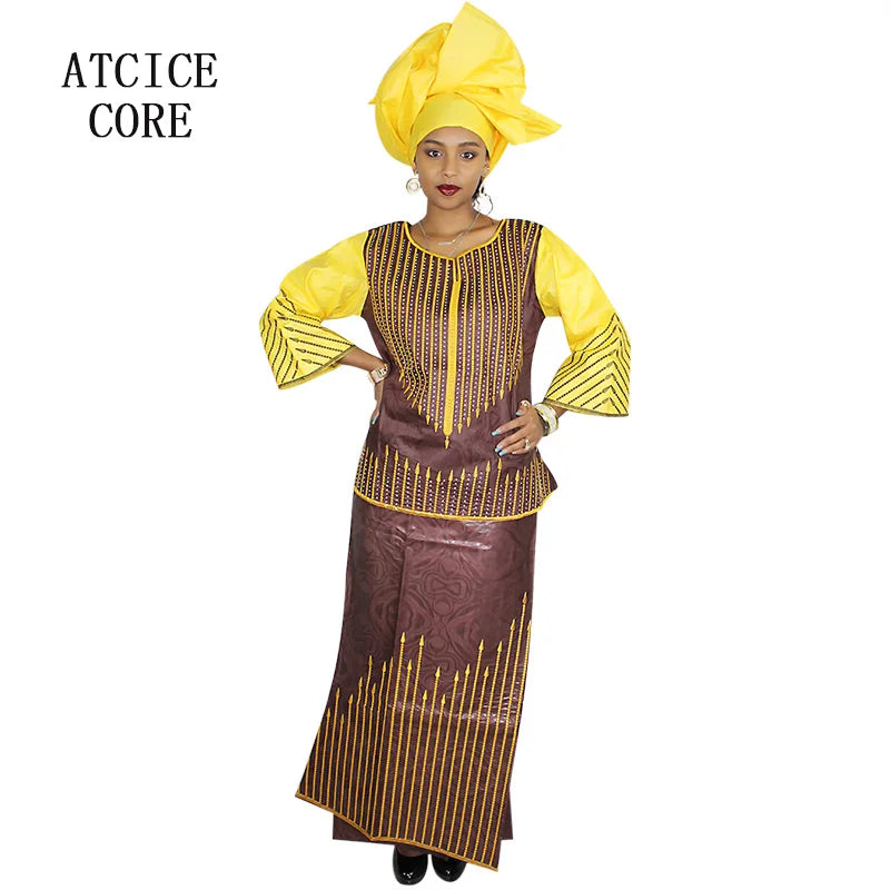 African Dresses For Women Dashiki  Dresses Bazin Riche Traditional African Clothing Long Sleeve For Ladies