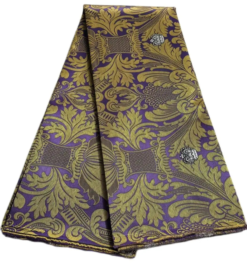 African Thick Damask Lace Fabric 2.5Yard Or 5Yards 2025 Jacquard Brocade Fabrics DIY Sew For Nigeria Women Headtie Aso obi Dress