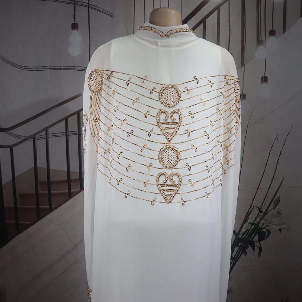Elegant and beautiful BUBU two-piece dress african women dresses chiffon african dress rhinestone robe soirée femme luxe