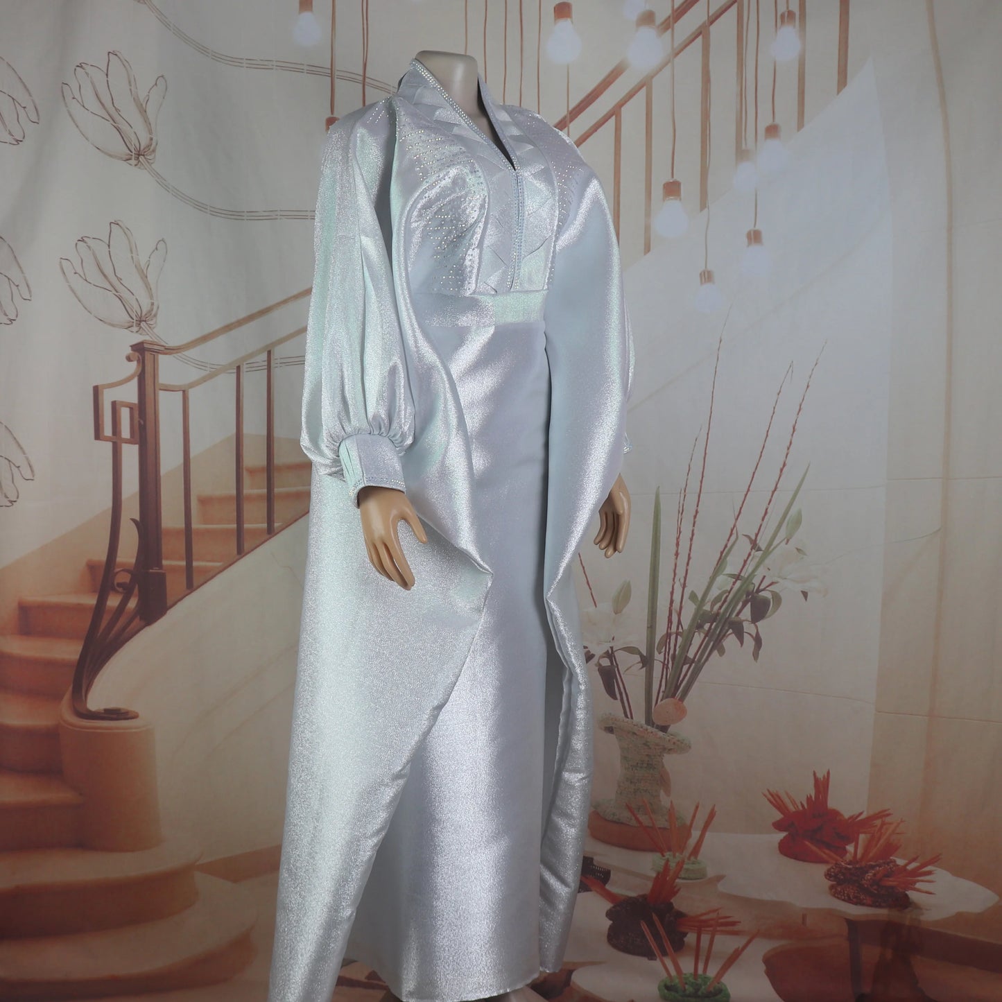 fashion turkey dresses for woman luxury elegant 2025 V-neck rhinestones dresses for church boubou  african dresses