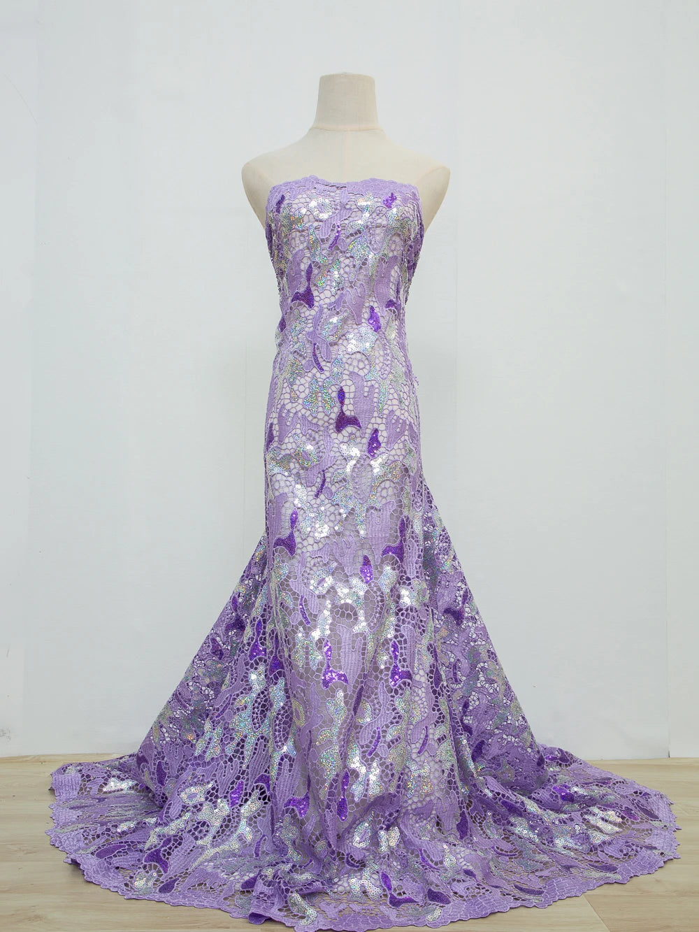 Kalume African Sequins Lace Fabric 2025 High Quality Material Nigerian Guipure Cord Lace Fabric for Party Dress Sewing F4058