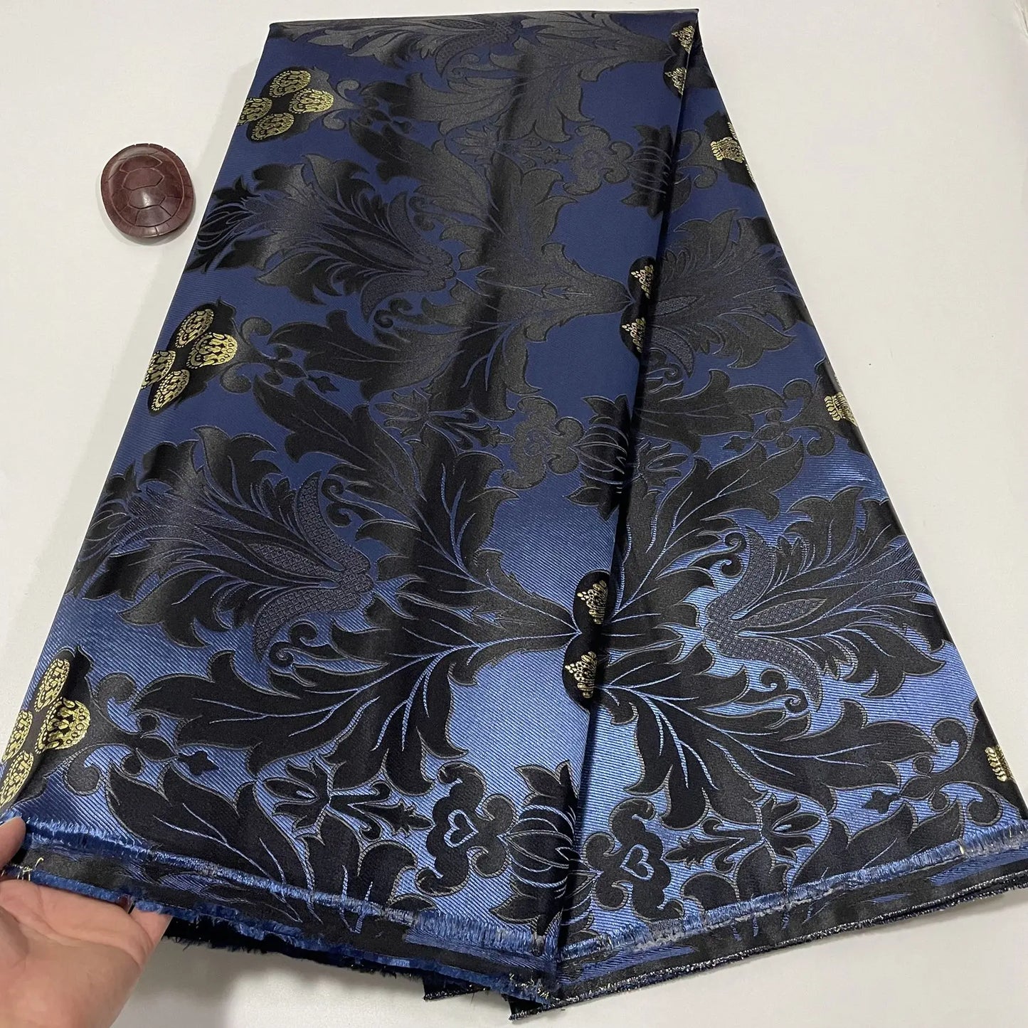 African Thick Damask Lace Fabric 2.5Yard Or 5Yards 2025 Jacquard Brocade Fabrics DIY Sew For Nigeria Women Headtie Aso obi Dress