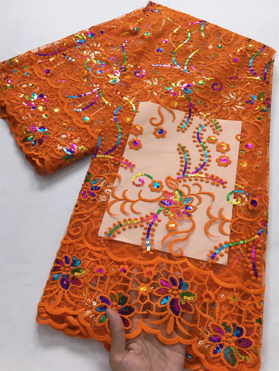 For Sewing Luxury Midi Party Dresses French Tulle Mesh Lace Newest Design African Nigerian Embroidered Lace Fabric,2.5yards 3846