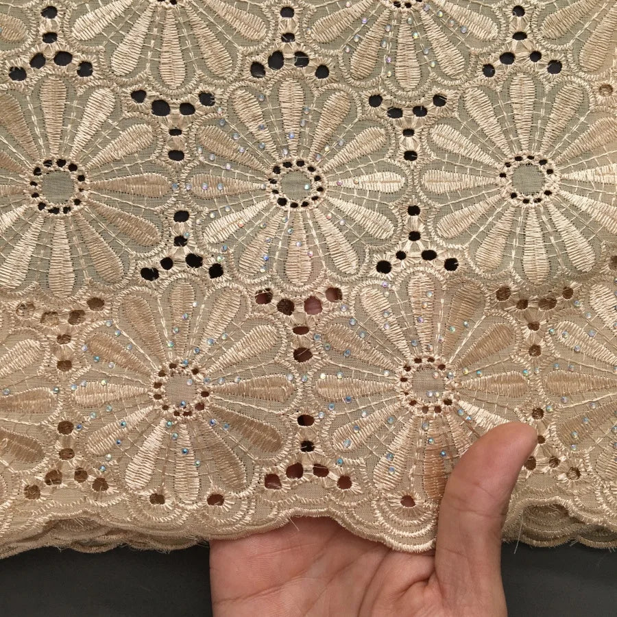 Nigerian Swiss Voile Cotton Fabric Lace African Lace Fabric with Stones Evening Party Dresses For Women High Quality2.5yards4200