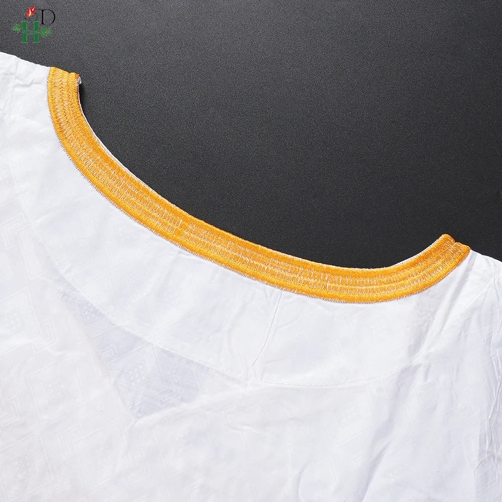 H&D Family Matching African Wedding Outfits For Husband and Wife Bazin Riche Robes Custom Couple Dashiki Set Boy Kid white Dress
