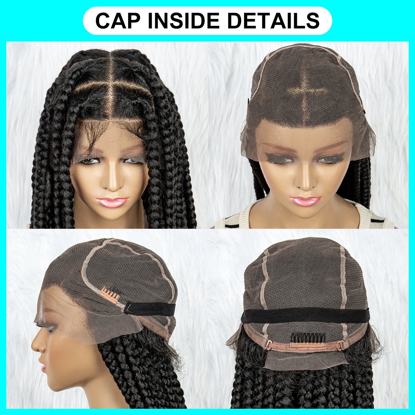 HD Full Lace Braided Wigs for Black Women Cornrow Braids Synthetic Lace Front Wig Big Square Knotless Box Braids With Baby Hair