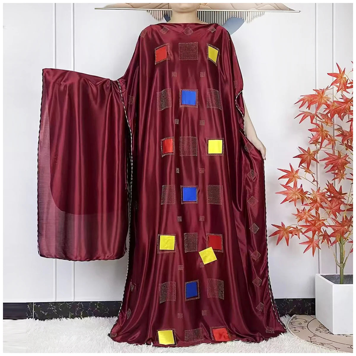 African Abaya For Women Kaftan islamic Clothing With Scarf African Women Dress Inlaid Mubarak Dubai Femme Luxury Muslim Dress