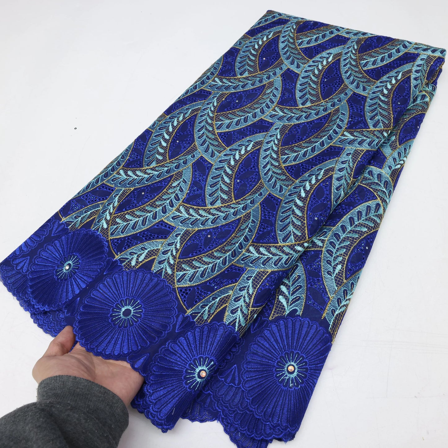 2024 High Quality Swiss Voile Lace Fabric African Cotton 5 Yards African Mesh Embroidery Lace Fabrics For Wedding Dress