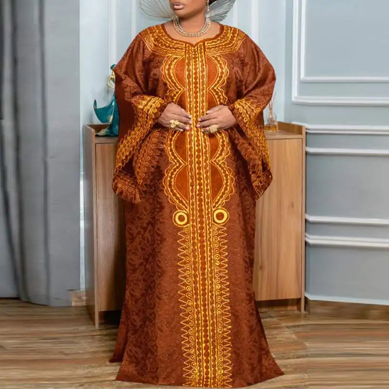 Plus Size VONDA Women Bohemian Long Maxi Dress Long Flare Sleeve Autumn Printed Vestidos Vintage Casual Loose Oversized Sundress