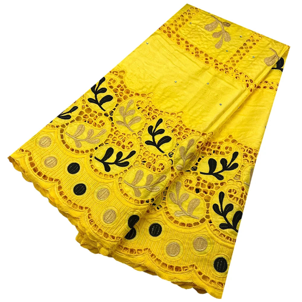 African Bazin Riche Fabric for Dress, African Lace Fabric, Nigerian Embroidery, 100% Cotton, 2.5Yards, F05, Latest