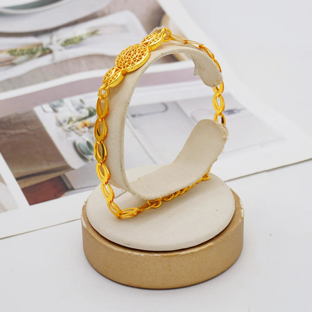 African Ladies Dubai 24k Gold Plated Long Necklace Set Bridal Banquet Wedding Jewelry Set Accessories