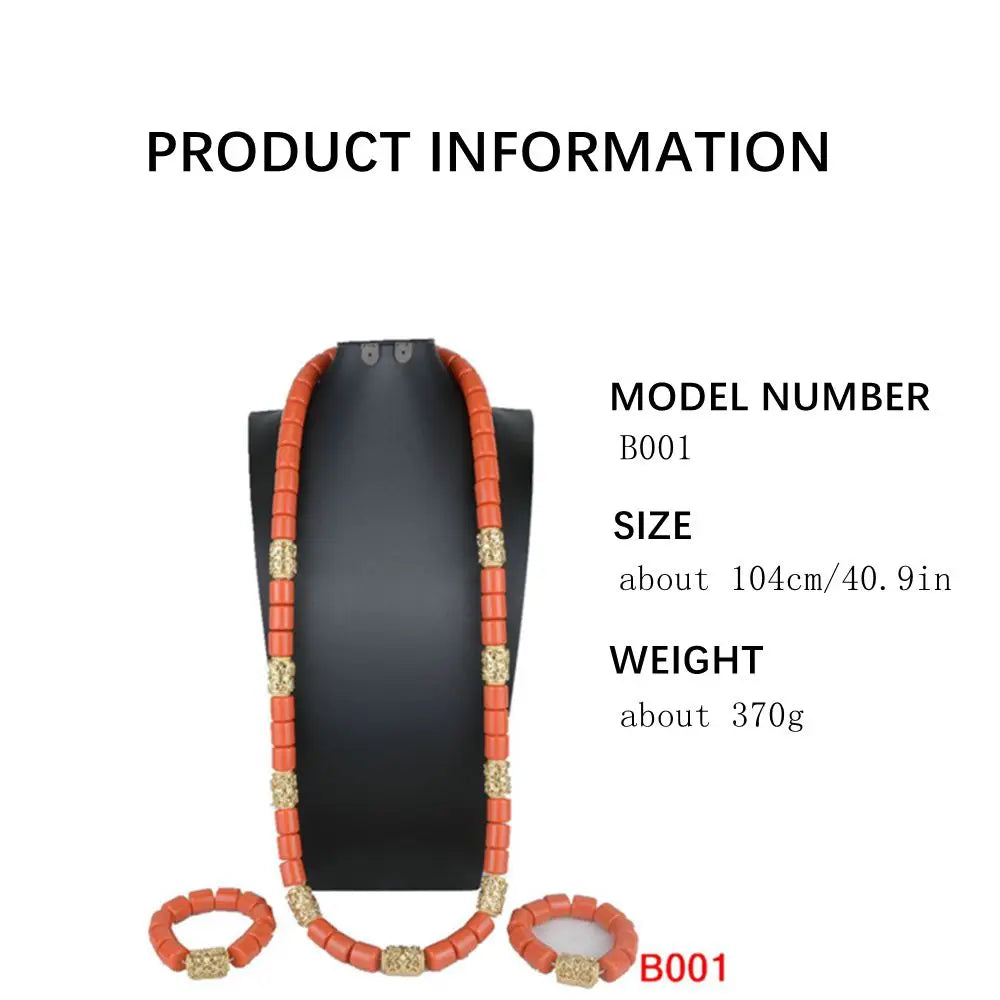 Luxury Dubai Artificial Coral Necklace Set Nigerian Wedding African Beads Jewelry Set Accessor